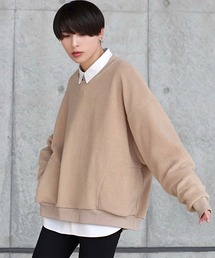 anown | クルーネック ドロップショルダー シープボア サイドポケットスウェット【ファッションインフルエンサー ろむし×anown 限定コラボ】(スウェット)