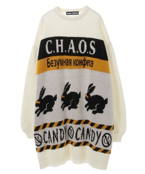 Candy Stripper（キャンディストリッパー）の「CHAOS CANDY ニット（ニット/セーター・レディース・オフホワイト/ブラック・2）」の3枚目の写真