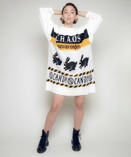 Candy Stripper（キャンディストリッパー）の「CHAOS CANDY ニット（ニット/セーター・レディース・オフホワイト/ブラック・2）」の11枚目の写真