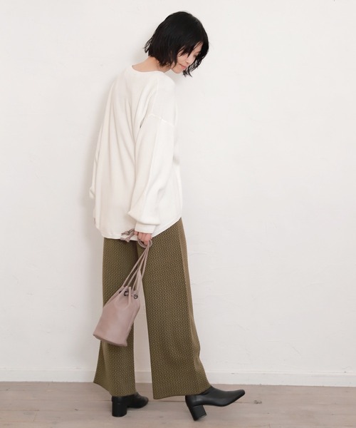 LAKOLE（ラコレ）の「12Gワッフルスリットプルオーバー / LAKOLE（Tシャツ/カットソー・レディース・ネイビー/オフホワイト/カーキ/ベビーピンク・SMALL/MEDIUM）」の11枚目の写真