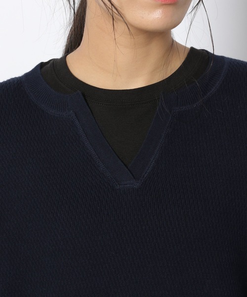 LAKOLE（ラコレ）の「12Gワッフルスリットプルオーバー / LAKOLE（Tシャツ/カットソー・レディース・ネイビー/オフホワイト/カーキ/ベビーピンク・SMALL/MEDIUM）」の13枚目の写真