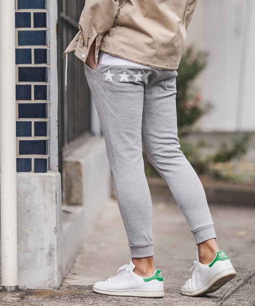 STUD MUFFIN（スタッドマフィン）の「mp8708-CAMBIO別注 STUD MUFFIN ビックMスターパッチワーク ラインリブパンツ（スウェットパンツ・メンズ・ブラック/杢グレー・2/4/3）」の9枚目の写真