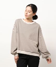 Samansa Mos2 | ストレッチポンチボーダープルオーバー(Tシャツ/カットソー)