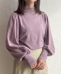 モックネックバルーンスリーブショート丈ニット