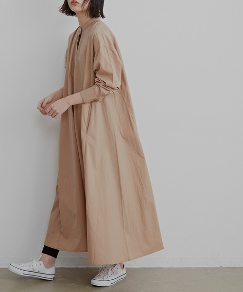 Libra Cue（リブラ キュー）の「コットンプレーンボリュームワンピース（ワンピース・レディース・ベージュ/パープル/グリーン・FREE）」の4枚目の写真