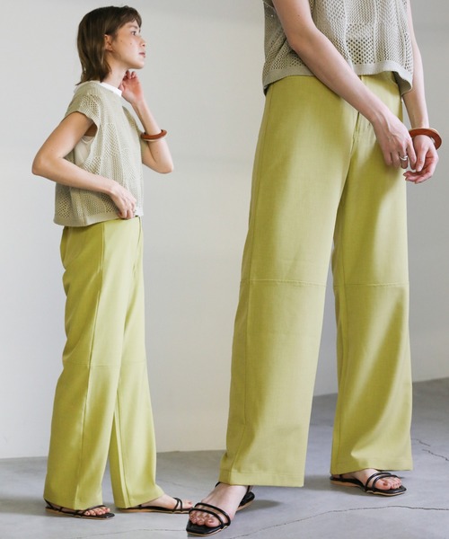 select MOCA（セレクトモカ）の「2021 SS ニースイッチングストレートパンツ（スラックス・レディース・ターコイズブルー/ライム/アイボリー・SMALL/MEDIUM）」の3枚目の写真