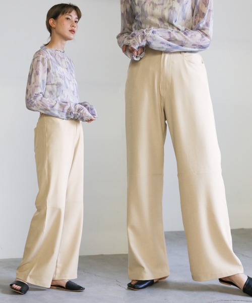 select MOCA（セレクトモカ）の「2021 SS ニースイッチングストレートパンツ（スラックス・レディース・ターコイズブルー/ライム/アイボリー・SMALL/MEDIUM）」の2枚目の写真