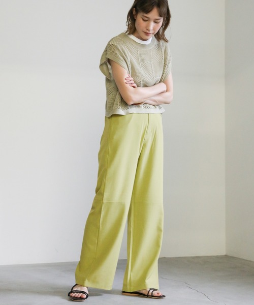 select MOCA（セレクトモカ）の「2021 SS ニースイッチングストレートパンツ（スラックス・レディース・ターコイズブルー/ライム/アイボリー・SMALL/MEDIUM）」の12枚目の写真