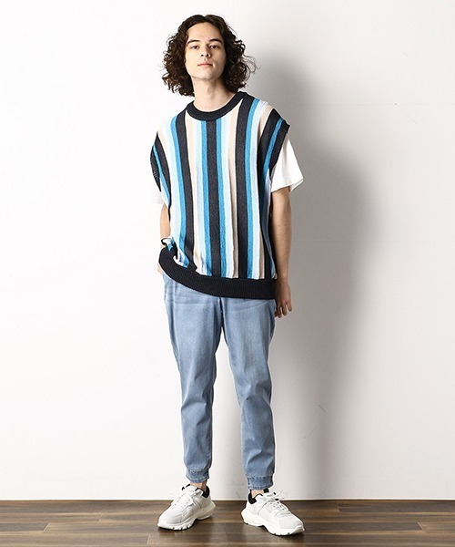 Purple&Yellow（パープルアンドイエロー）の「★ＴＶドラマ着用商品★ デニムジョガーパンツ（デニムパンツ・メンズ・ブルー系その他/ワンウォッシュ/ケミカルウォッシュ・MEDIUM/SMALL/LARGE/X-LARGE/X-SMALL）」の15枚目の写真