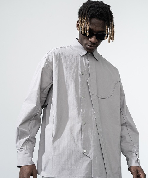HARSH AND CRUEL(ハーシュアンドクルーエル)の「【Harsh and Cruel】Deformation Avant-garde Shirts HY211030020(シャツ/ブラウス・メンズ・グレー・S/M/L/XL)」の3枚目の写真
