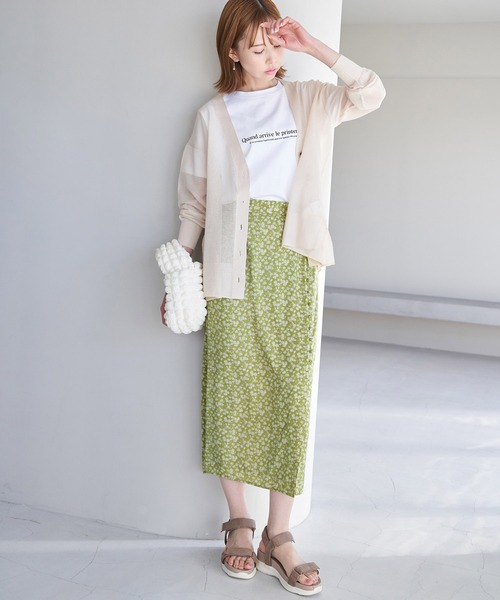 ROPE' PICNIC（ロペピクニック）の「フラワープリントくるみ釦ラップスカート（スカート・レディース・ベージュ/ライトグリーン/ラベンダー・36/38）」の17枚目の写真