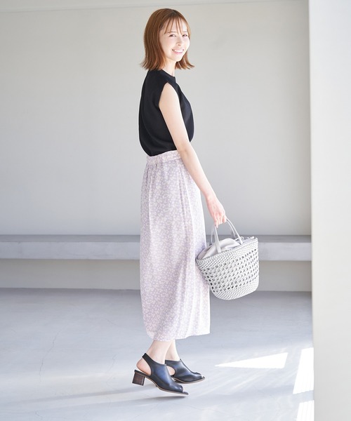 ROPE' PICNIC（ロペピクニック）の「フラワープリントくるみ釦ラップスカート（スカート・レディース・ベージュ/ライトグリーン/ラベンダー・36/38）」の22枚目の写真