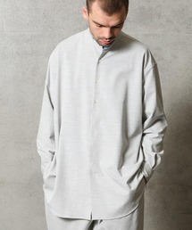 シアサッカーフェイクプルオーバーシャツ