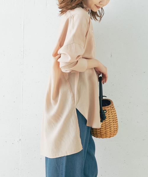 URBAN RESEARCH ROSSO（アーバンリサーチロッソ）の「リネンチュニックシャツ（シャツ/ブラウス・レディース・ミント/ピンク/ネイビー・FREE）」の4枚目の写真