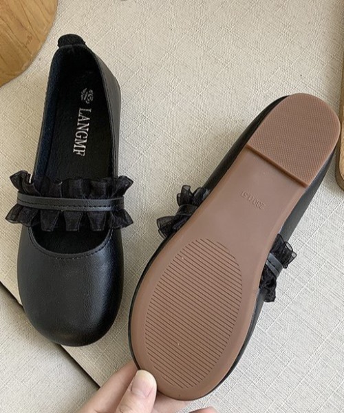 LAC-VERT(ラック・ヴェール)の「フリルレースシューズ(パンプス・レディース・ホワイト/ブラック/ベージュ/ミント・S/M/L)」の16枚目の写真