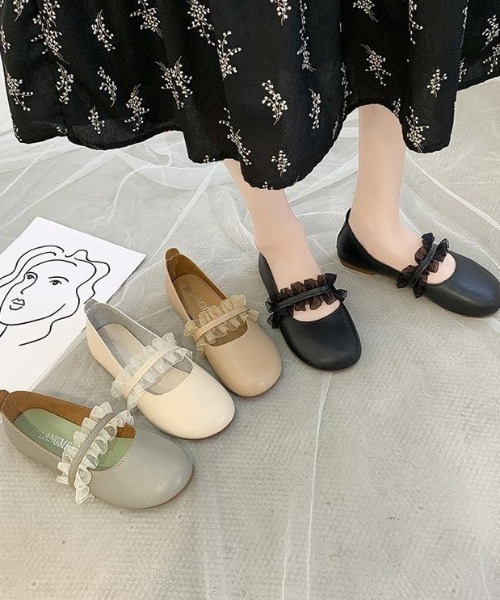 LAC-VERT(ラック・ヴェール)の「フリルレースシューズ(パンプス・レディース・ホワイト/ブラック/ベージュ/ミント・S/M/L)」の18枚目の写真