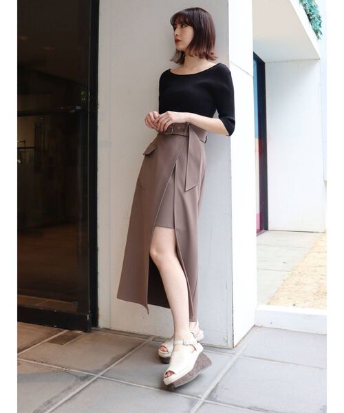 MURUA（ムルーア）の「ワイドベルトラップスカート（スカート・レディース・ブラック/アイボリー/モカ/その他1・1/2）」の6枚目の写真