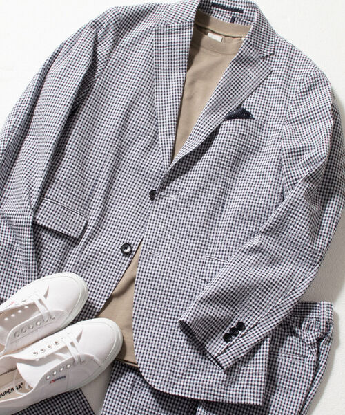 NOLLEY'S goodman（ノーリーズグッドマン）の「COOL MAX シアサッカー セットアップ テーラードジャケット（テーラードジャケット・メンズ・ネイビー/ホワイト系その他4/ブルー系その他7・SMALL/MEDIUM/LARGE/X-LARGE）」の3枚目の写真