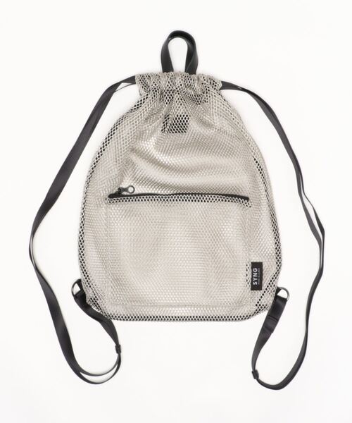 SYNG（シング）の「KNAPSACK (NYLON MESH) ナップサック/リュック（バックパック/リュック・メンズ・グレー/レッド/ベージュ/ブラック・FREE）」の3枚目の写真
