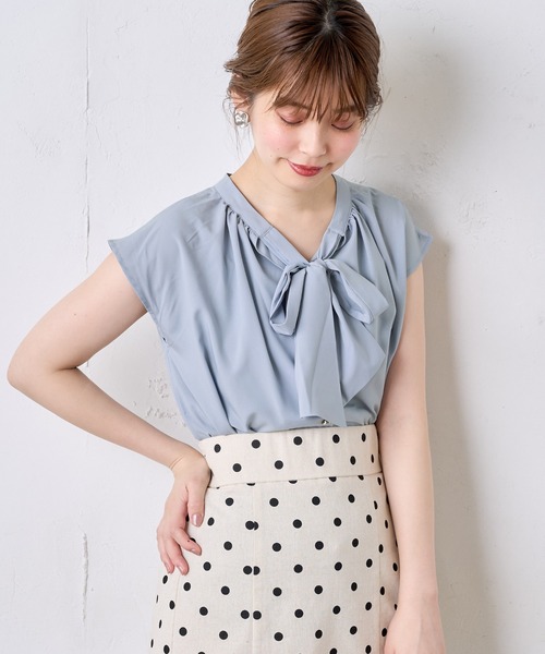 natural couture(ナチュラルクチュール)の「前後2WAYノースリーブビッグボータイブラウス(シャツ/ブラウス・レディース・オフホワイト/モカ/サックスブルー/ラベンダー/その他1/その他2・FREE)」の13枚目の写真