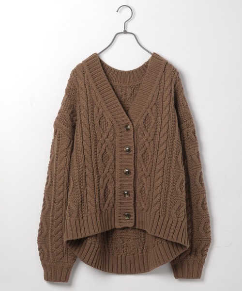 PAGEBOY（ページボーイ）の「ケーブルVネックカーディガン（ニット/セーター・レディース・オフホワイト/ブラック/ブラウン系その他/グレイッシュベージュ・FREE）」の17枚目の写真