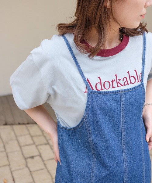 Kastane(カスタネ)の「リンガーフロッキーロゴT(Tシャツ/カットソー・レディース・ホワイト系その他/サックスブルー/ライム/ブラウン・M/XL)」の4枚目の写真