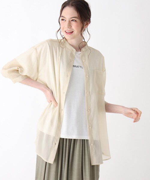 Cutie Blonde（キューティーブロンド）の「◆【S-L/2点セット】シアーシャツセット（その他トップス・レディース・ナチュラル/ライトオレンジ系/サックスブルー/ホワイト・01/02/03）」の3枚目の写真