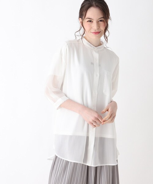 Cutie Blonde（キューティーブロンド）の「◆【S-L/2点セット】シアーシャツセット（その他トップス・レディース・ナチュラル/ライトオレンジ系/サックスブルー/ホワイト・01/02/03）」の2枚目の写真