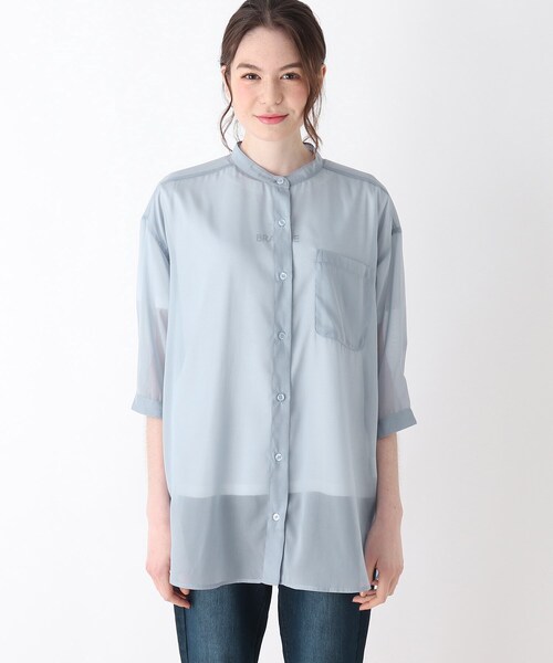 Cutie Blonde（キューティーブロンド）の「◆【S-L/2点セット】シアーシャツセット（その他トップス・レディース・ナチュラル/ライトオレンジ系/サックスブルー/ホワイト・01/02/03）」の5枚目の写真