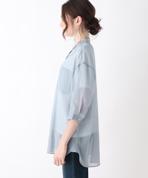 Cutie Blonde（キューティーブロンド）の「◆【S-L/2点セット】シアーシャツセット（その他トップス・レディース・ナチュラル/ライトオレンジ系/サックスブルー/ホワイト・01/02/03）」の10枚目の写真