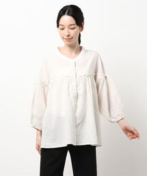 Samansa Mos2 | 配色ギャザーブラウス(シャツ/ブラウス)