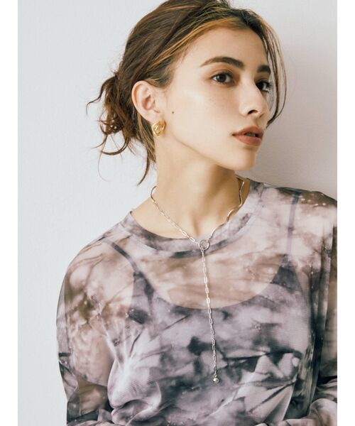 EVRIS（エヴリス）の「タイダイシアールーズトップス（Tシャツ/カットソー・レディース・ブラウン/グレー・FREE）」の4枚目の写真