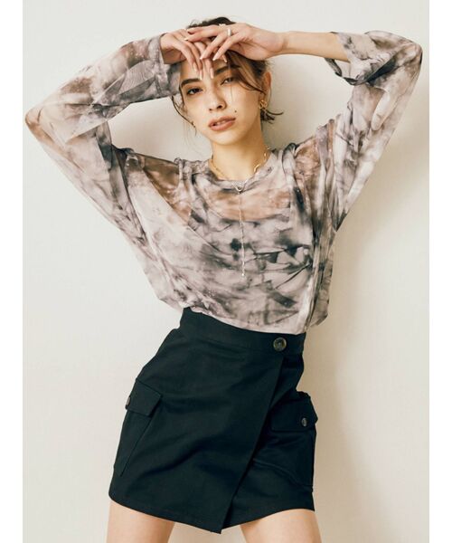 EVRIS（エヴリス）の「タイダイシアールーズトップス（Tシャツ/カットソー・レディース・ブラウン/グレー・FREE）」の7枚目の写真
