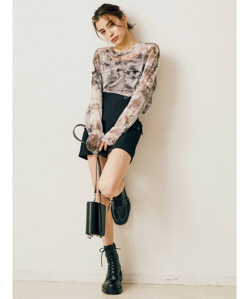 EVRIS（エヴリス）の「タイダイシアールーズトップス（Tシャツ/カットソー・レディース・ブラウン/グレー・FREE）」の8枚目の写真