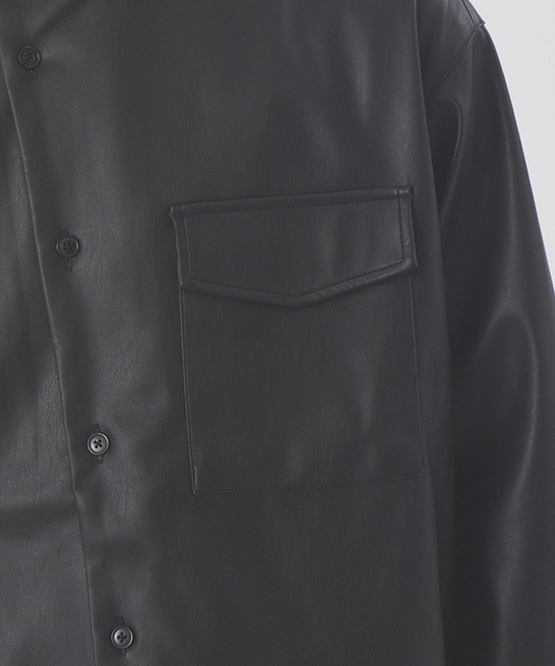 MYSELF ABAHOUSE（マイセルフアバハウス）の「【MYSELF ABAHOUSE】ネオレザー バンドカラー シャツ（シャツ/ブラウス・メンズ・ブラック/グレイッシュベージュ・48/46）」の21枚目の写真