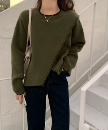 emi+ | 配色ハンドステッチ風ニットトップス(ニット/セーター)