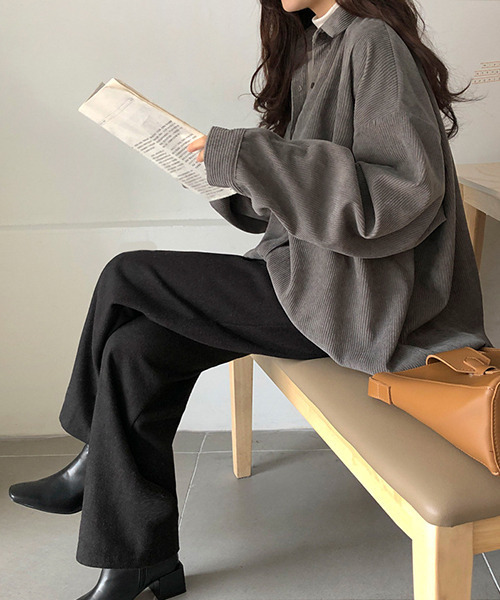 c.u.l（シーユーエル）の「【c.u.l:w】コーデュロイ ビッグシルエット シャツ culw78（シャツ/ブラウス・レディース・グレー/ブルー/アイボリー・FREE）」の15枚目の写真