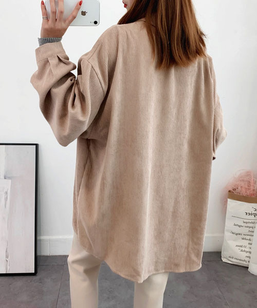 c.u.l（シーユーエル）の「【c.u.l:w】コーデュロイ ビッグシルエット シャツ culw78（シャツ/ブラウス・レディース・グレー/ブルー/アイボリー・FREE）」の18枚目の写真