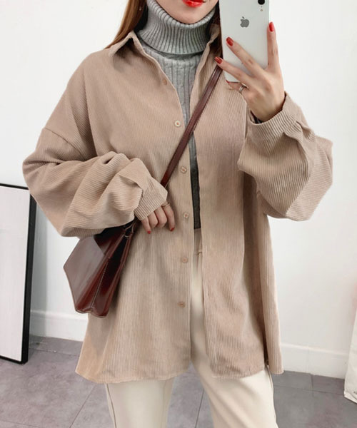 c.u.l（シーユーエル）の「【c.u.l:w】コーデュロイ ビッグシルエット シャツ culw78（シャツ/ブラウス・レディース・グレー/ブルー/アイボリー・FREE）」の19枚目の写真