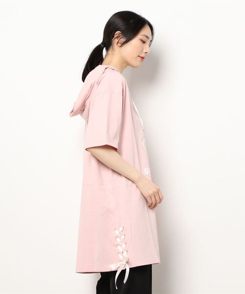 Secret Honey（シークレットハニー）の「パンケーキうさぎフード付ビッグTシャツ（Tシャツ/カットソー・レディース・ブラック/ピンク/ワインレッド・FREE）」の5枚目の写真