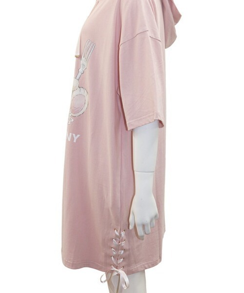 Secret Honey（シークレットハニー）の「パンケーキうさぎフード付ビッグTシャツ（Tシャツ/カットソー・レディース・ブラック/ピンク/ワインレッド・FREE）」の11枚目の写真