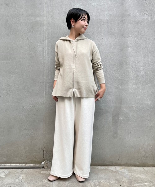 BEARDSLEY（ビアズリー）の「テープ刺繍ニットパーカー（パーカー・レディース・サンドベージュ/ネイビー・FREE）」の17枚目の写真