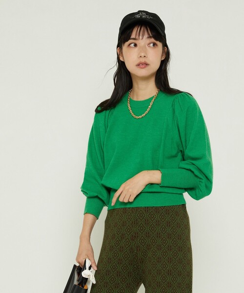 FREAK'S STORE（フリークスストア）の「パフスリーブニット（ニット/セーター・レディース・グリーン/ピンク/ブラック・ﾌﾘ-）」の3枚目の写真