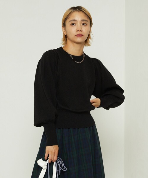 FREAK'S STORE（フリークスストア）の「パフスリーブニット（ニット/セーター・レディース・グリーン/ピンク/ブラック・ﾌﾘ-）」の2枚目の写真