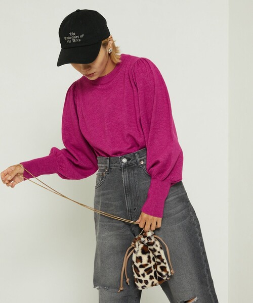 FREAK'S STORE（フリークスストア）の「パフスリーブニット（ニット/セーター・レディース・グリーン/ピンク/ブラック・ﾌﾘ-）」の5枚目の写真