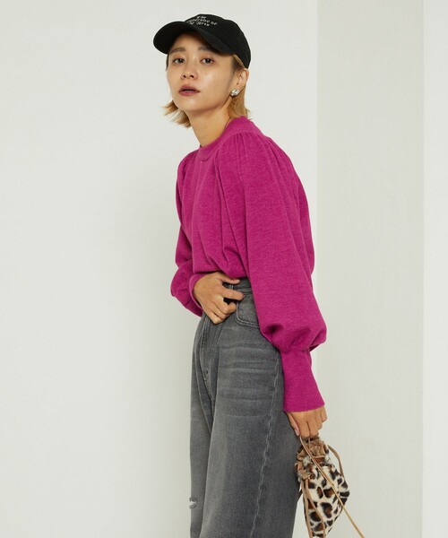 FREAK'S STORE（フリークスストア）の「パフスリーブニット（ニット/セーター・レディース・グリーン/ピンク/ブラック・ﾌﾘ-）」の6枚目の写真