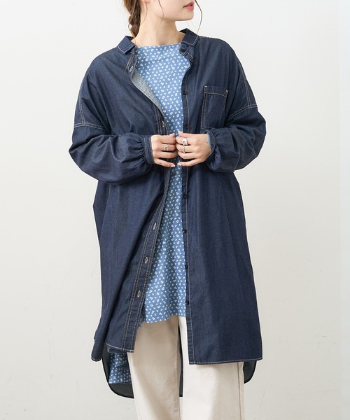 PUAL CE CIN（ピュアルセシン）の「デニム刺繍×プリントワンピース（ワンピース・レディース・グレー/インディゴブルー/ストライプ・FREE）」の19枚目の写真