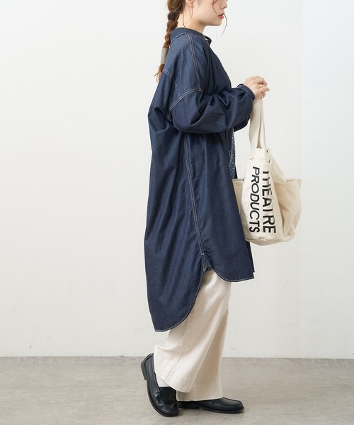 PUAL CE CIN（ピュアルセシン）の「デニム刺繍×プリントワンピース（ワンピース・レディース・グレー/インディゴブルー/ストライプ・FREE）」の13枚目の写真