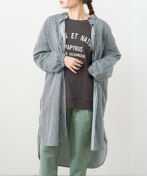 PUAL CE CIN（ピュアルセシン）の「デニム刺繍×プリントワンピース（ワンピース・レディース・グレー/インディゴブルー/ストライプ・FREE）」の14枚目の写真