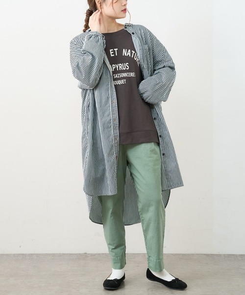 PUAL CE CIN（ピュアルセシン）の「デニム刺繍×プリントワンピース（ワンピース・レディース・グレー/インディゴブルー/ストライプ・FREE）」の8枚目の写真